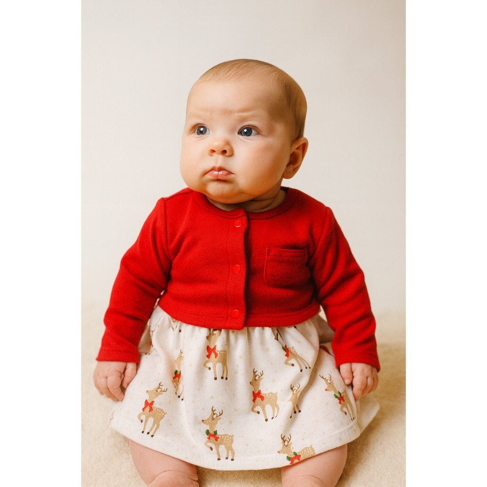 Hudson Baby Dress & Cardigan Set Sz 0-3 Month NEW Holiday Christmas Winter